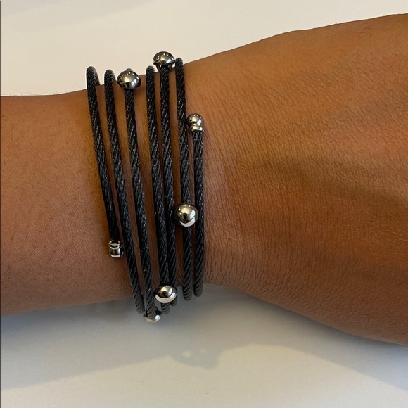 ALOR Elegant Black Wire Bracelet with Silver Accents - Picture 8 of 9